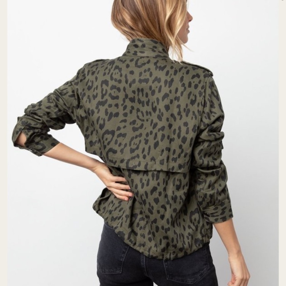 Rails Collins Green Leopard Tencel Lightweight Military Jacket Green Size XS NEW - Picture 4 of 12